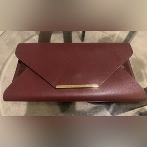 Women's Envelope Clutch in Burgundy with Gold Accent - Never Used